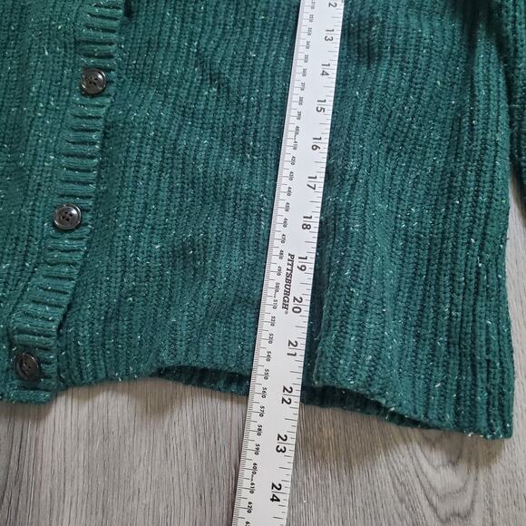Talbots Sweater Womens XL Green Button Front Puff Sleeve Cardigan Knit Pullover - Picture 5 of 7